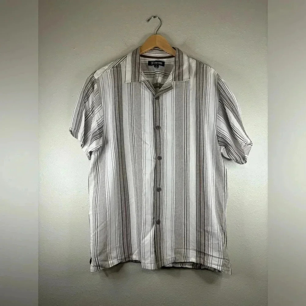 Stacy Adams Button Down Shirt Stripped Casual Men’s